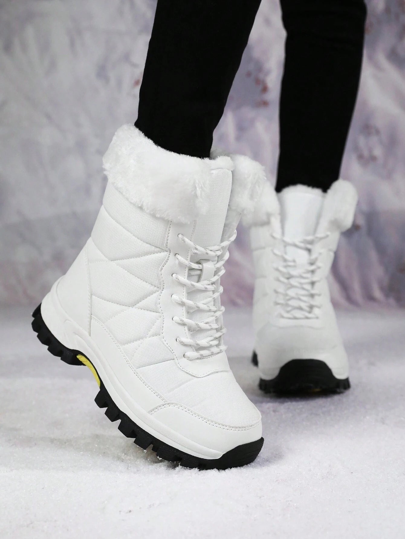 Women'S Outdoor Casual Sports Boots, Lace-Up High-Top Warm Snow Boots for Winter