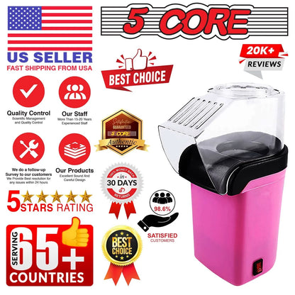 5Core Popcorn Machine 16 Cup Hot Air Popper Mini Portable Electric Pop Corn Maker