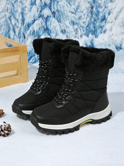 Women'S Outdoor Casual Sports Boots, Lace-Up High-Top Warm Snow Boots for Winter