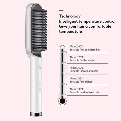 New Hair Straightener Hot Comb Anti-Scalding Ceramic Hair Curler Multi-Speed Electric Straightening Comb Curling Iron Hairbrush