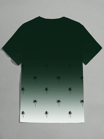 Manfinity Homme Men'S Gradient Coconut Tree Printed Short Sleeve T-Shirt