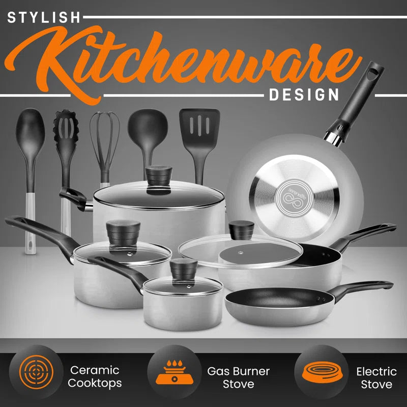 15 - Piece Non-Stick Aluminum Cookware Set