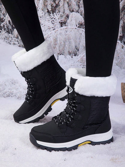 Women'S Outdoor Casual Sports Boots, Lace-Up High-Top Warm Snow Boots for Winter