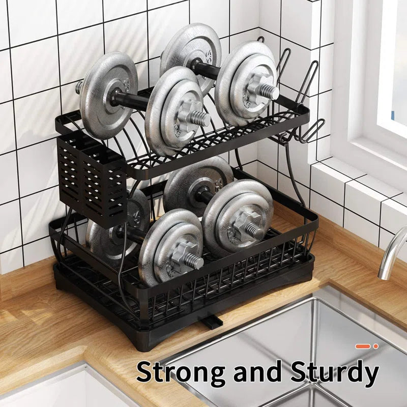 2-Tier Stainless Steel Dish Drainer Rack Dish Rack