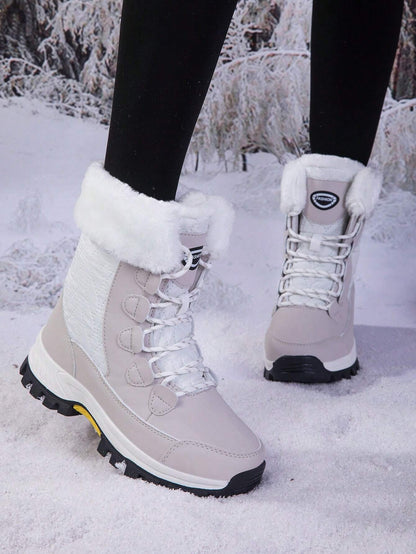 Women'S Outdoor Casual Sports Boots, Lace-Up High-Top Warm Snow Boots for Winter