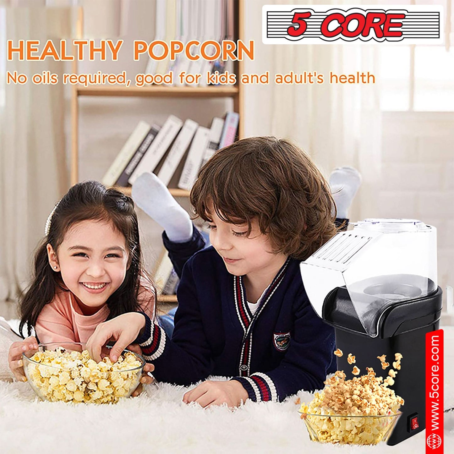 5Core Popcorn Machine 16 Cup Hot Air Popper Mini Portable Electric Pop Corn Maker