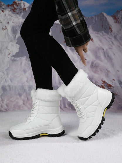 Women'S Outdoor Casual Sports Boots, Lace-Up High-Top Warm Snow Boots for Winter