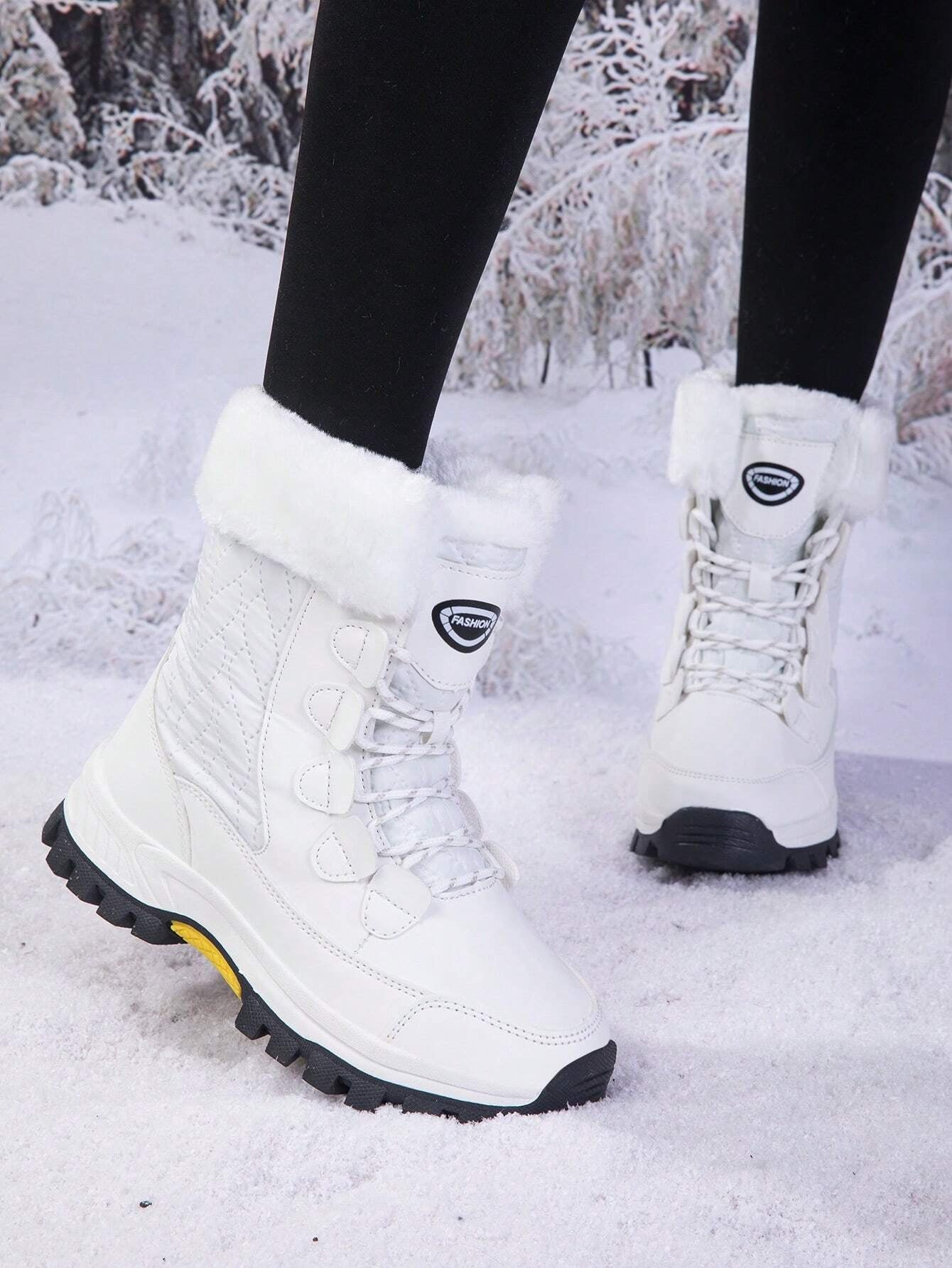 Women'S Outdoor Casual Sports Boots, Lace-Up High-Top Warm Snow Boots for Winter