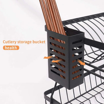 2-Tier Stainless Steel Dish Drainer Rack Dish Rack