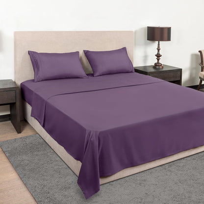 Full Size Sheet Set,Extra Soft Luxury Brushed Microfiber 1800 Egyptian Sheets with 15-Inch Deep Pocket - Breathable Wrinkle Fade Stain Resistant Hypoallergenic - 4 Piece (Full, Purple)