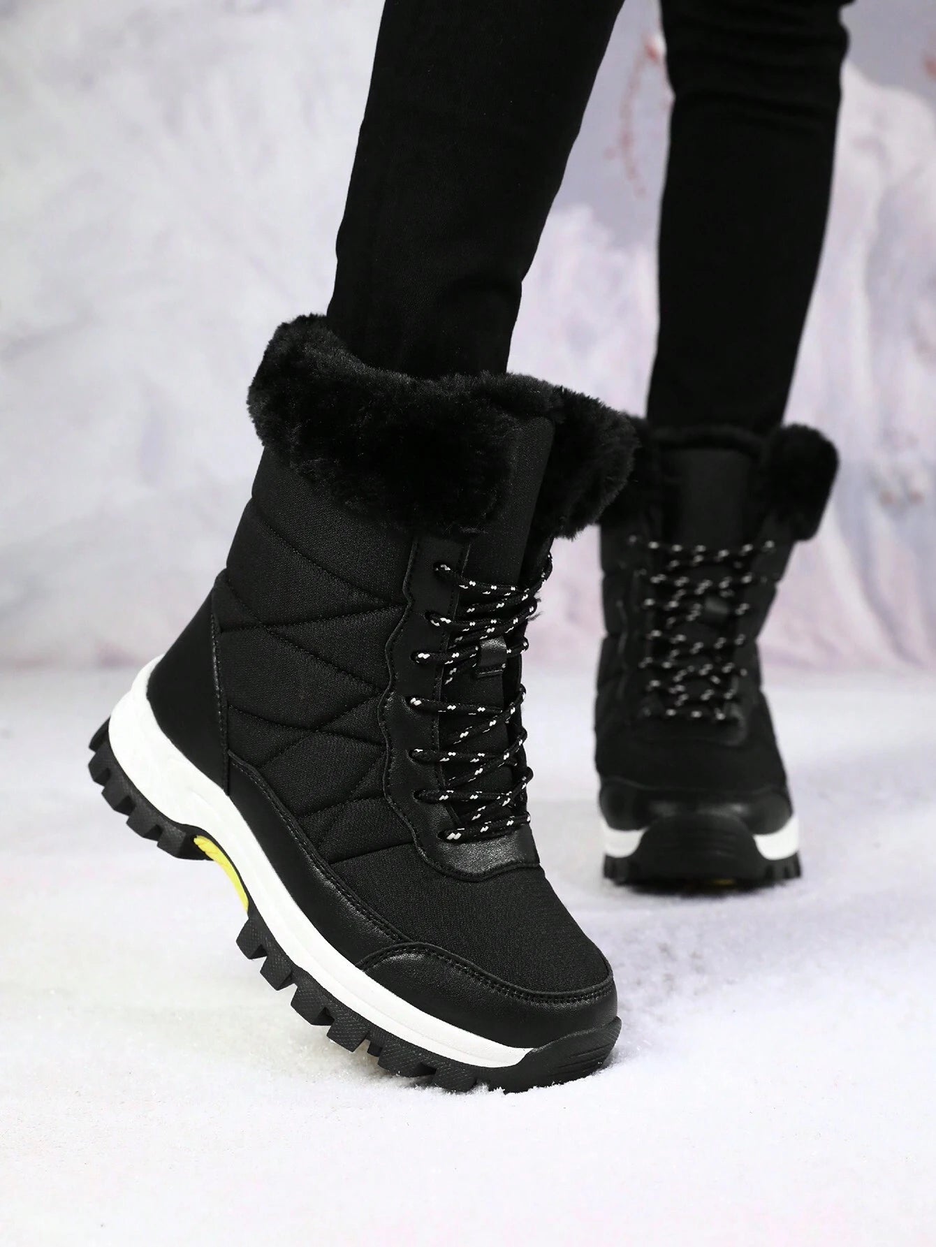 Women'S Outdoor Casual Sports Boots, Lace-Up High-Top Warm Snow Boots for Winter