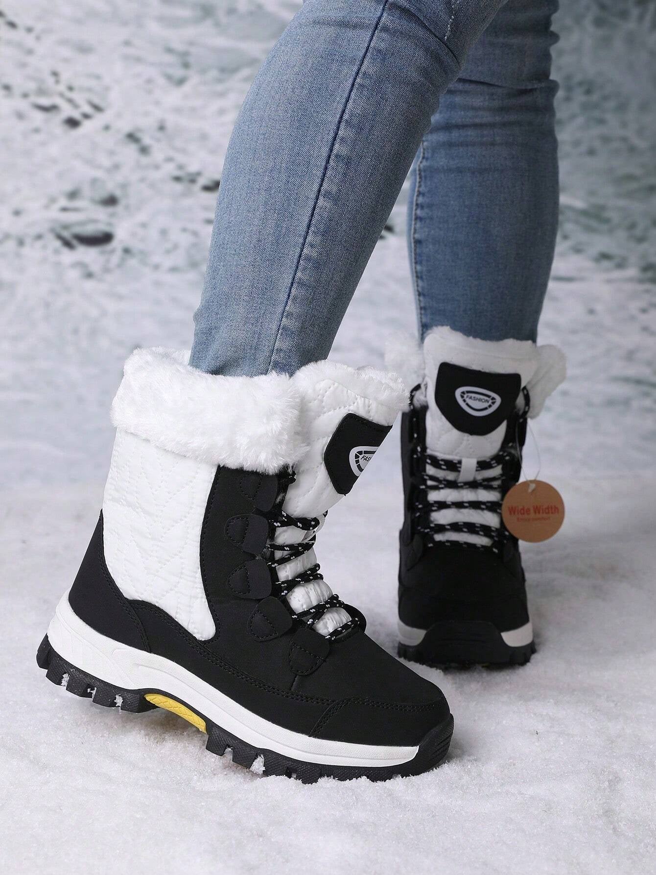 Women'S Outdoor Casual Sports Boots, Lace-Up High-Top Warm Snow Boots for Winter