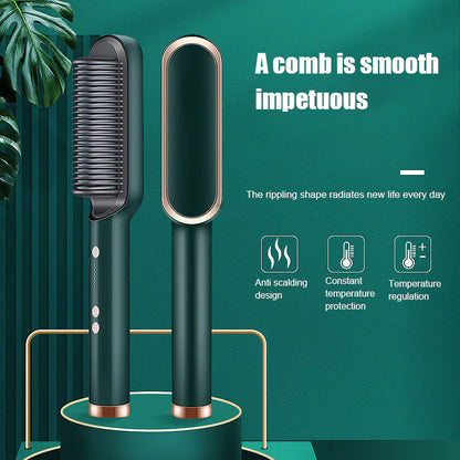 New Hair Straightener Hot Comb Anti-Scalding Ceramic Hair Curler Multi-Speed Electric Straightening Comb Curling Iron Hairbrush