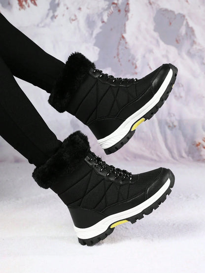 Women'S Outdoor Casual Sports Boots, Lace-Up High-Top Warm Snow Boots for Winter