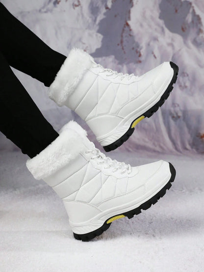 Women'S Outdoor Casual Sports Boots, Lace-Up High-Top Warm Snow Boots for Winter