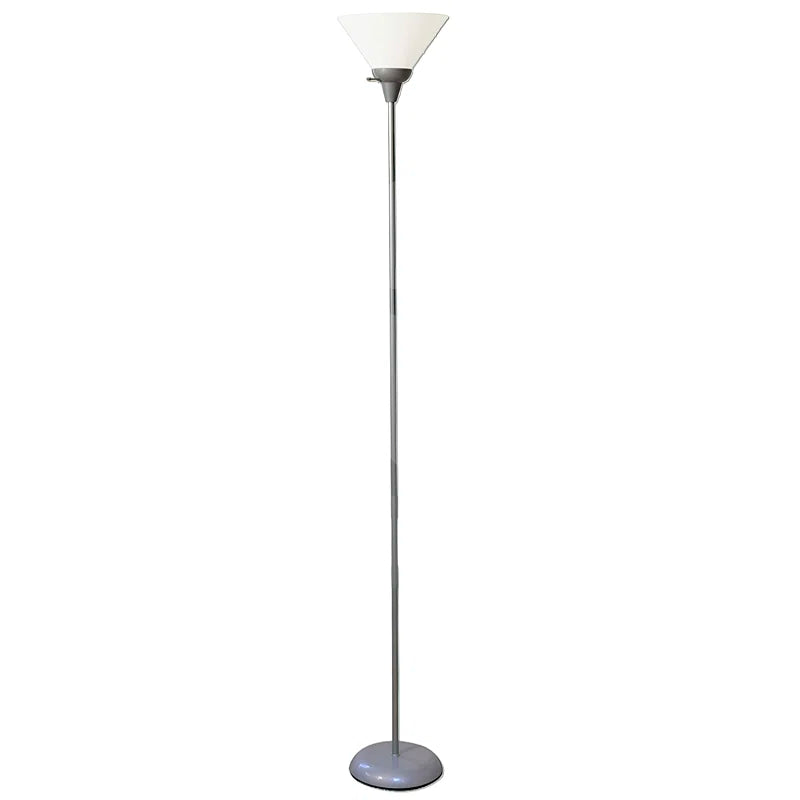 Ankrum 71" Silver Torchiere Floor Lamp with White Shade for Living Room, Bedroom, and Office