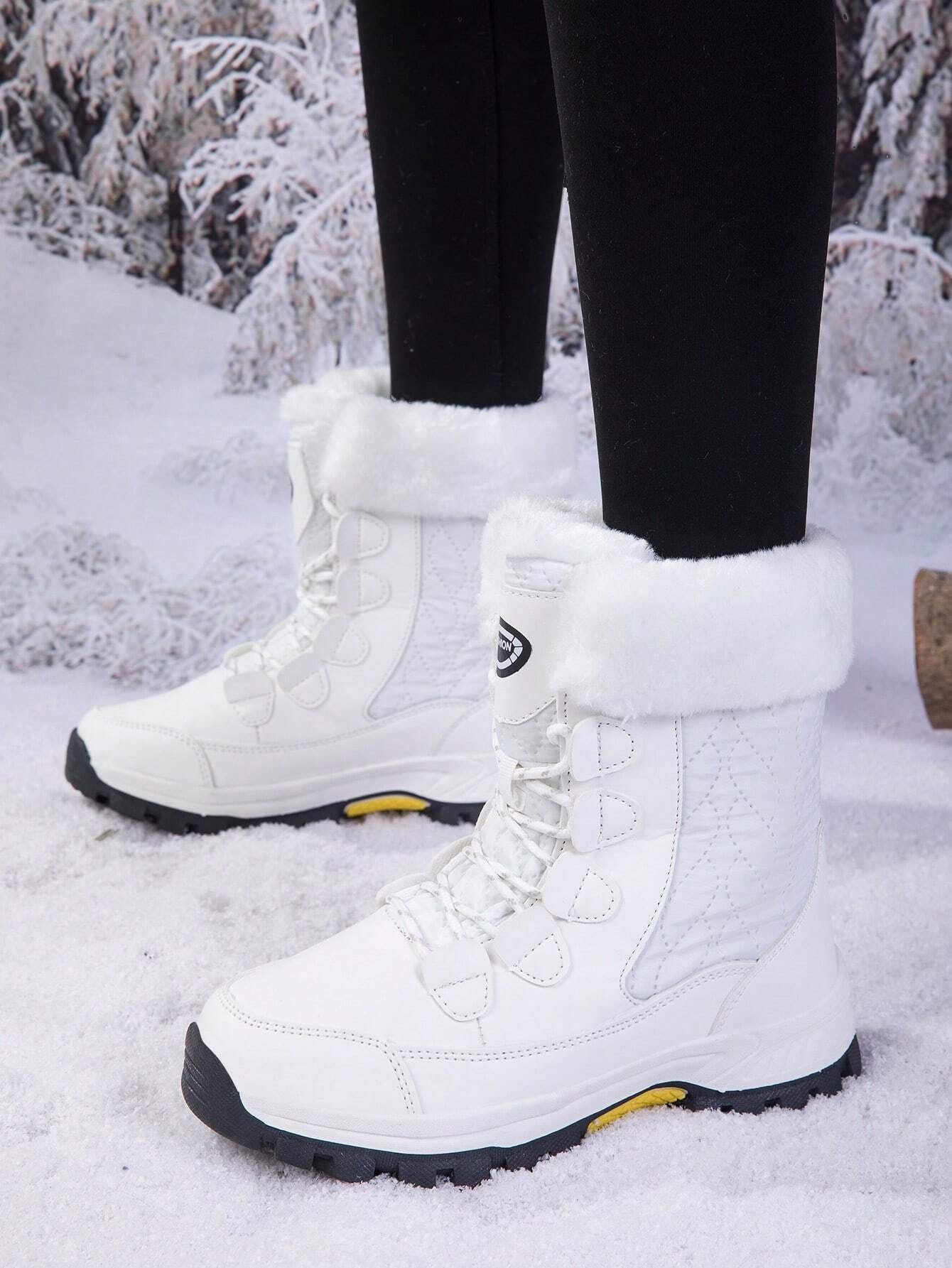 Women'S Outdoor Casual Sports Boots, Lace-Up High-Top Warm Snow Boots for Winter