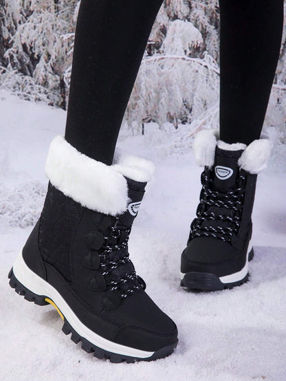 Women'S Outdoor Casual Sports Boots, Lace-Up High-Top Warm Snow Boots for Winter