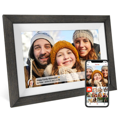 Frameo 32GB Memory 10.1 Inch Smart Digital Picture Frame Wood Wifi IPS HD 1080P Electronic Digital Photo Frame Touch Screen