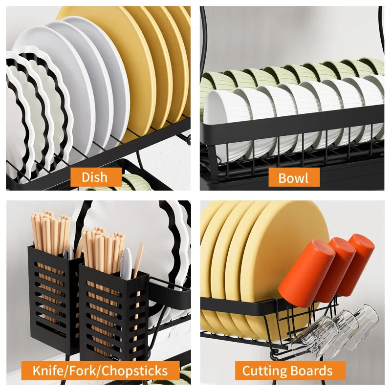 2-Tier Stainless Steel Dish Drainer Rack Dish Rack