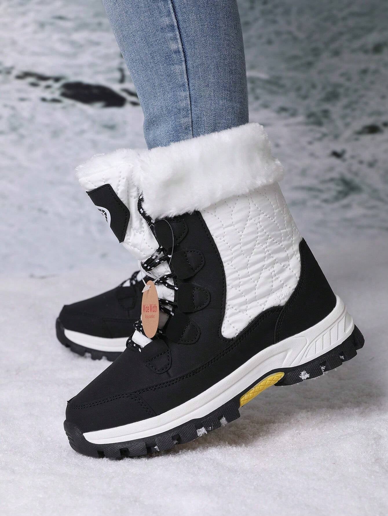 Women'S Outdoor Casual Sports Boots, Lace-Up High-Top Warm Snow Boots for Winter