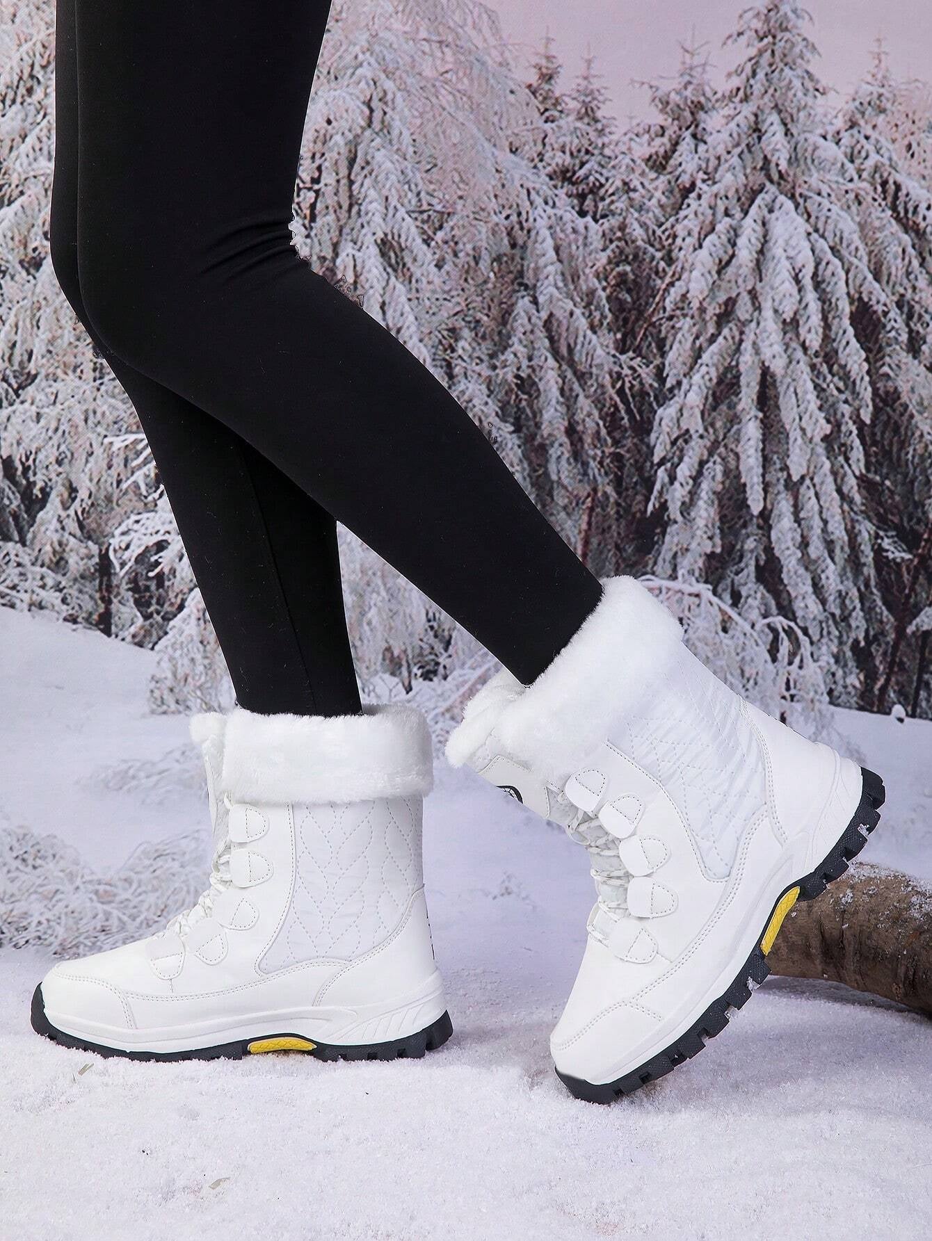 Women'S Outdoor Casual Sports Boots, Lace-Up High-Top Warm Snow Boots for Winter