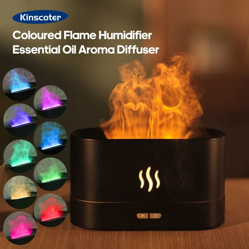 Aroma Diffuser Air Humidifier Ultrasonic Cool Mist Maker Fogger Led Essential Oil Flame Lamp Difusor