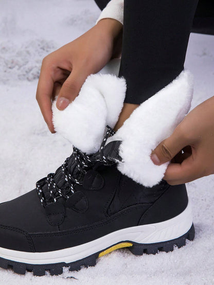 Women'S Outdoor Casual Sports Boots, Lace-Up High-Top Warm Snow Boots for Winter