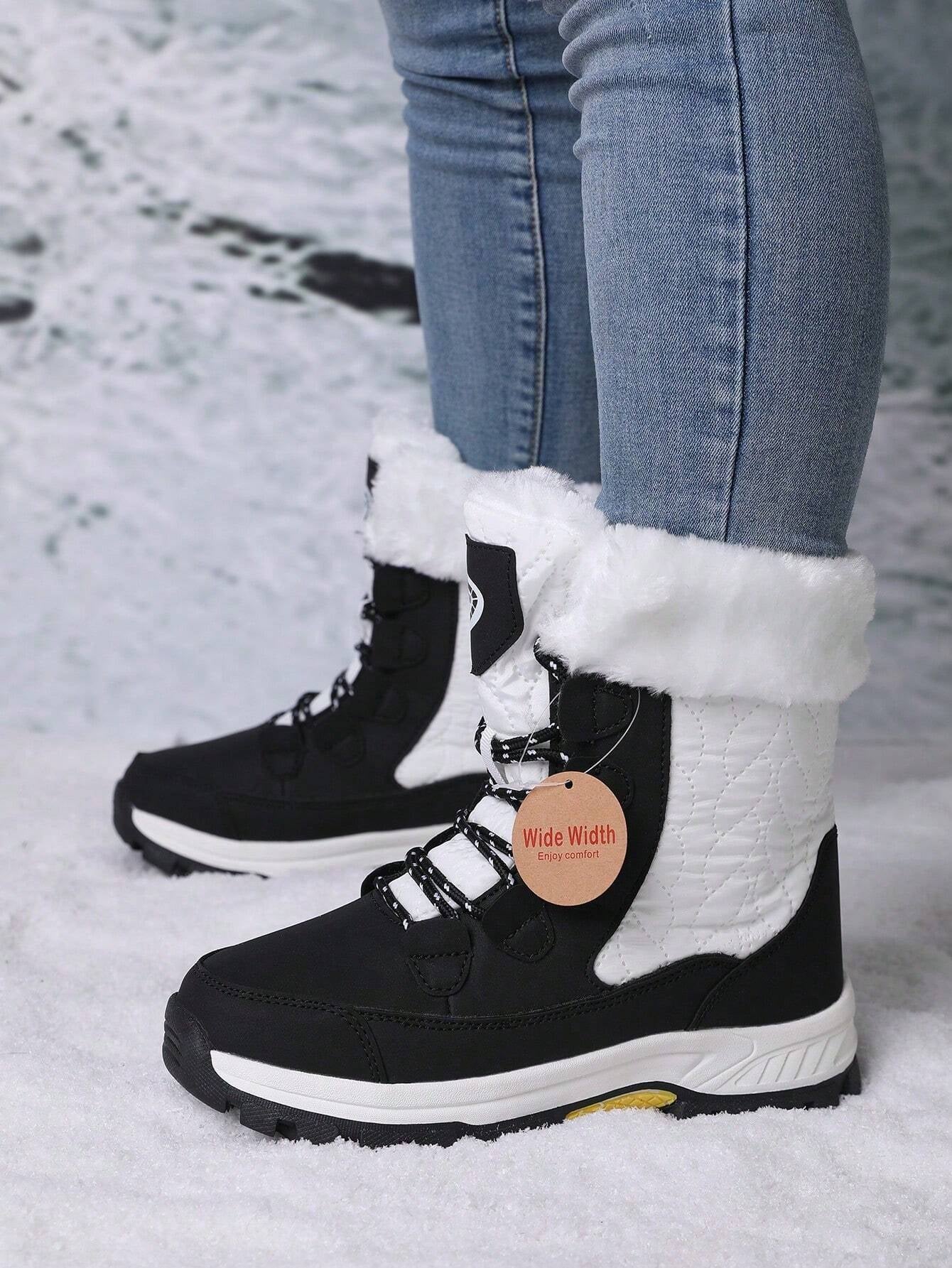 Women'S Outdoor Casual Sports Boots, Lace-Up High-Top Warm Snow Boots for Winter