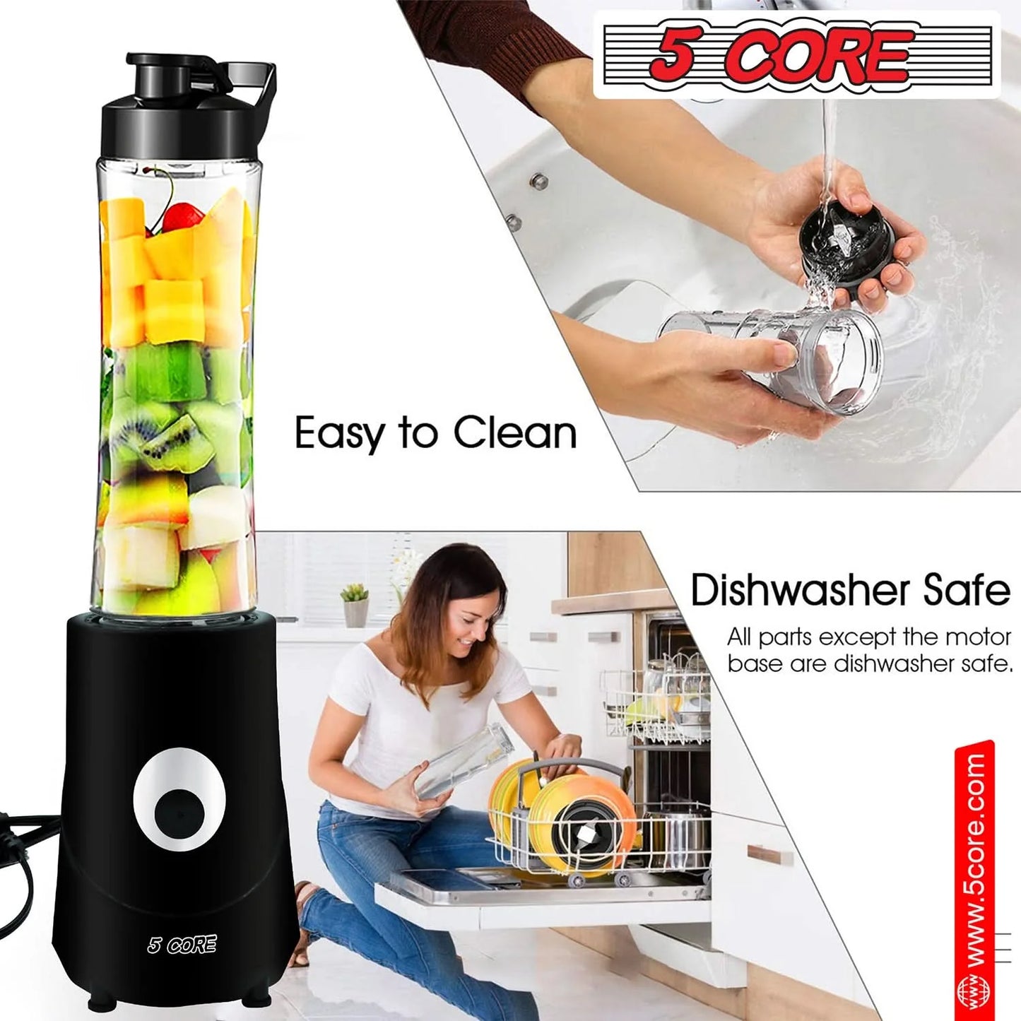 5Core Portable Personal Blender for Kitchen 20Oz Capacity 160W Smoothie Maker Blenders