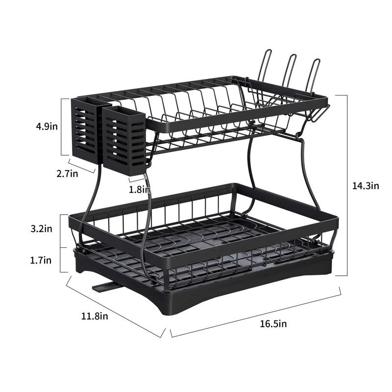 2-Tier Stainless Steel Dish Drainer Rack Dish Rack