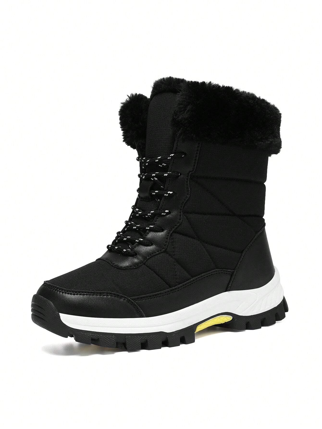 Women'S Outdoor Casual Sports Boots, Lace-Up High-Top Warm Snow Boots for Winter