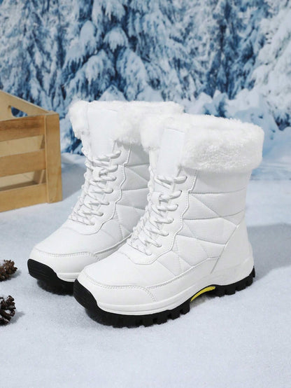 Women'S Outdoor Casual Sports Boots, Lace-Up High-Top Warm Snow Boots for Winter