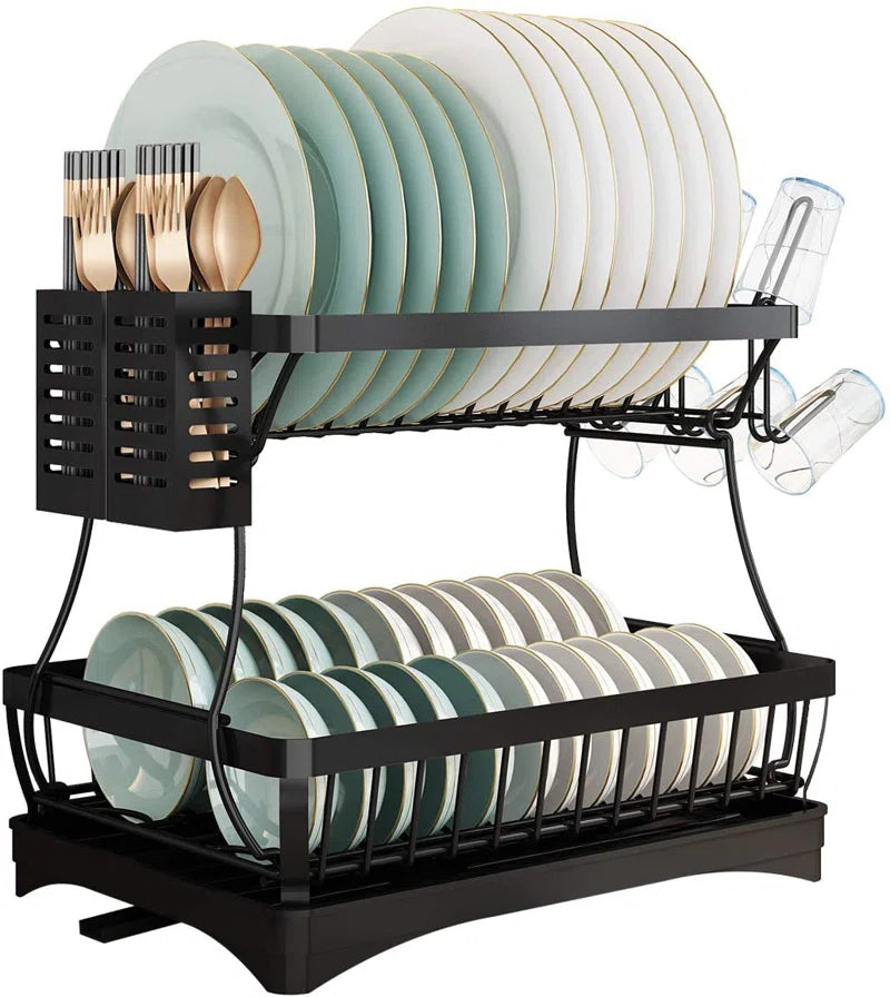 2-Tier Stainless Steel Dish Drainer Rack Dish Rack