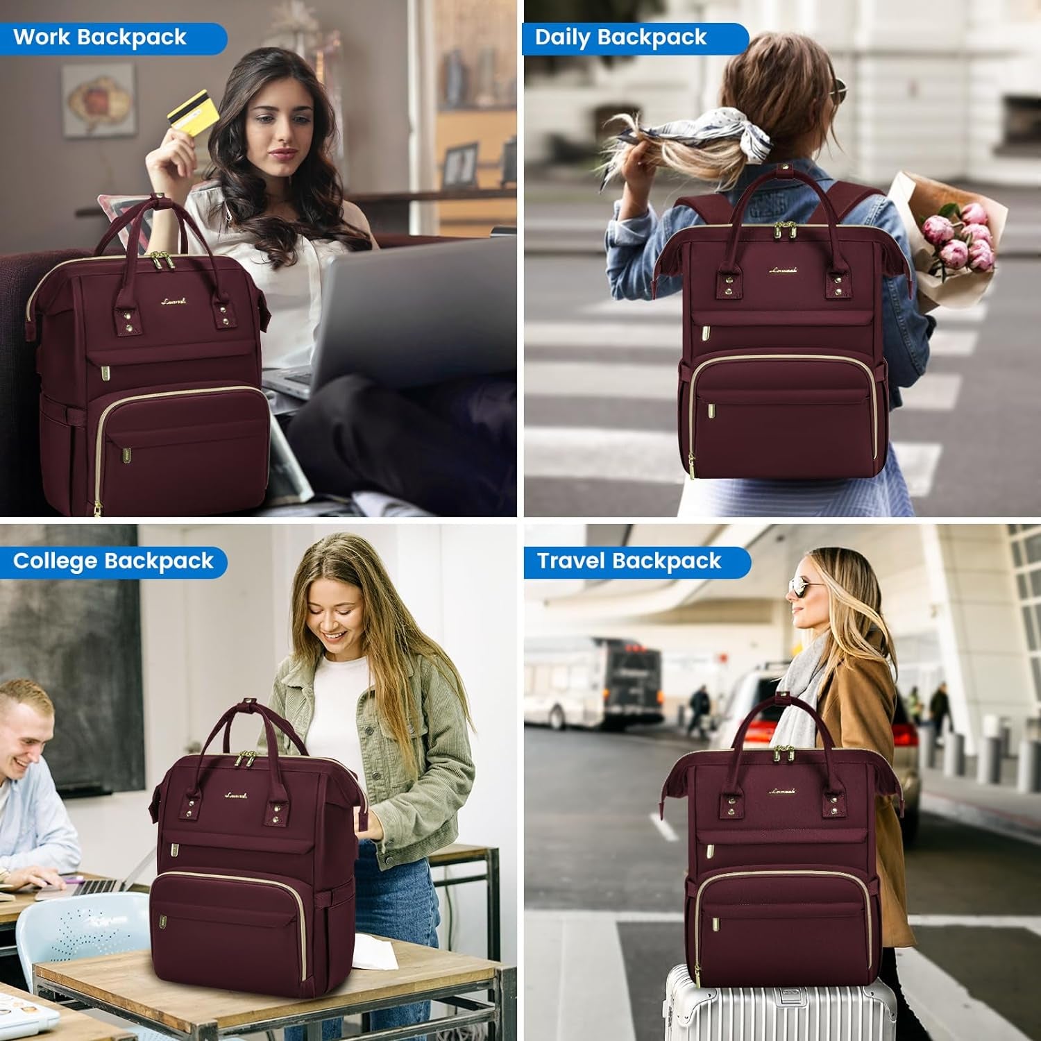 Backpack for Women, 15.6 Inch Laptop Backpack for Women Teacher Backpack Nurse Bag, Waterproof Work Backpack for Travel, Commuter, College